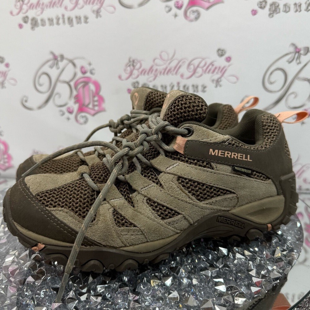 Merrell shoes hiking waterproof peach orange Olive and Brown Trail Shoes